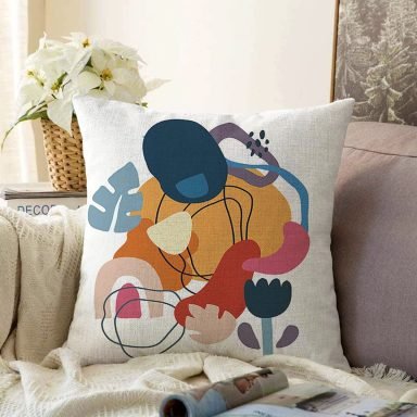 Onedraw Çizimli Geometrik Desen Dijital Baskılı Modern Raşel Yastık Kırlent Kılıfı