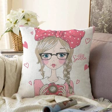 Fashion Girl Dijital Baskılı Modern Raşel Yastık Kırlent Kılıfı
