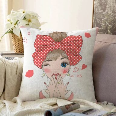 Fashion Girl Dijital Baskılı Modern Raşel Yastık Kırlent Kılıfı
