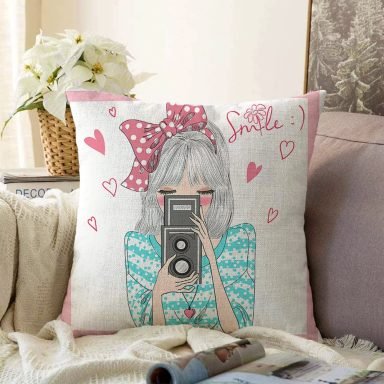 Fashion Girl Dijital Baskılı Modern Raşel Yastık Kırlent Kılıfı