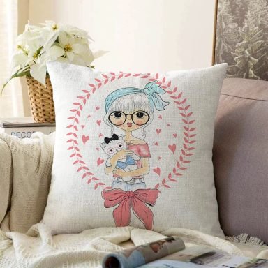 Fashion Girl Dijital Baskılı Modern Raşel Yastık Kırlent Kılıfı