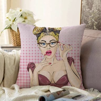 Fashion Girl Dijital Baskılı Modern Raşel Yastık Kırlent Kılıfı