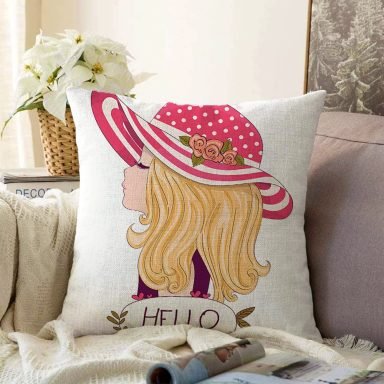 Fashion Girl Dijital Baskılı Modern Raşel Yastık Kırlent Kılıfı