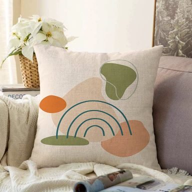 Soft Renkli Onedraw Çizimli Dijital Baskılı Modern Raşel Yastık Kırlent Kılıfı