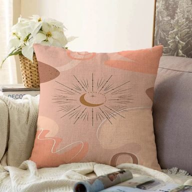 Pastel Renkli Zeminli Onedraw Çizimli Dijital Baskılı Modern Raşel Yastık Kırlent Kılıfı