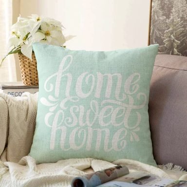Home Sweet Home Dijital Baskılı Raşel Yastık Kırlent Kılıfı