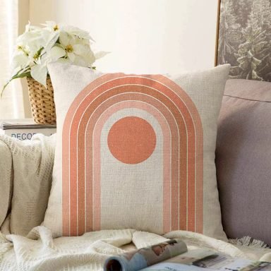 Renkli Zeminli Geometrik Desenli Dijital Baskılı Modern Raşel Yastık Kırlent Kılıfı