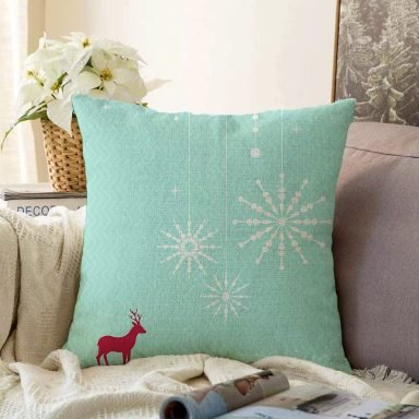 Christmas Temalı Dijital Baskılı Raşel Yastık Kırlent Kılıfı