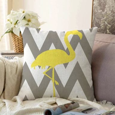 Flamingo Desenli Dekoratif Raşel Yastık Kırlent Kılıfı