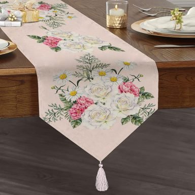 RealHomes Dijital Baskılı Özel Tasarım Püsküllü Şönil Üçgen Runner