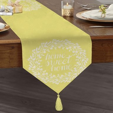 Home Sweet Home Dijital Baskılı Dekoratif Püsküllü Şönil Üçgen Runner