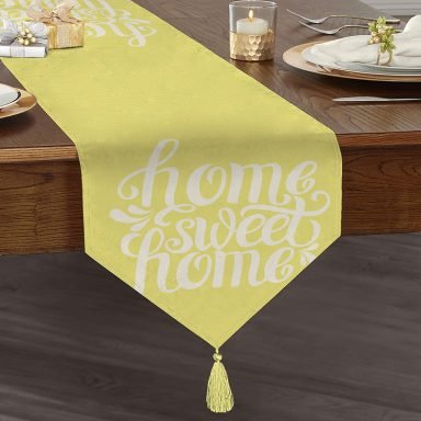 Home Sweet Home Dijital Baskılı Dekoratif Püsküllü Şönil Üçgen Runner