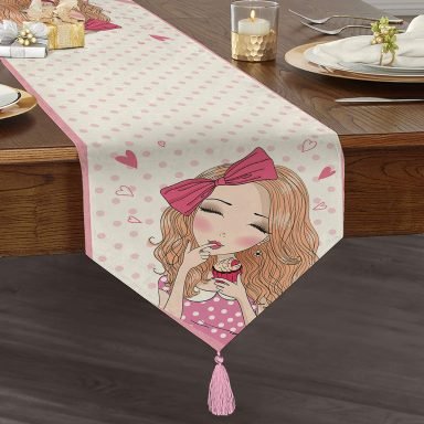 Realhomes Fashion Girl Dijital Baskılı Modern Özel Tasarım Püsküllü Şönil Üçgen Runner