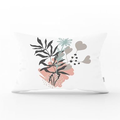 Natural Floral Tasarımlı Dijital Baskılı Modern Dikdörtgen Kırlent Kılıfı