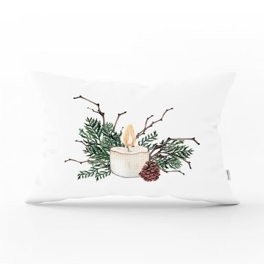 Mum & Kozalak Tasarımlı Christmas Temalı Dijital Baskılı Modern Dikdörtgen Kırlent Kılıfı