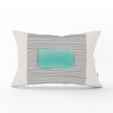 Soyut Tarzda Onedraw Çizimli Dijital Baskılı Dekoratif Dikdörtgen Kırlent Kılıfı