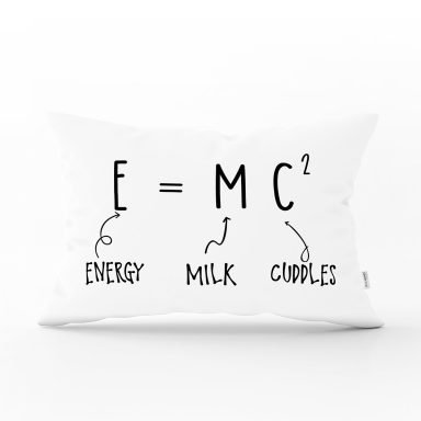 Özel Tasarım Energy & Milk & Cuddles Dijital Baskılı Dekoratif Dikdörtgen Kırlent Kılıfı