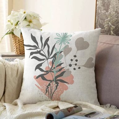 Natural Floral Tasarımlı Dijital Baskılı Modern Raşel Yastık Kırlent Kılıfı