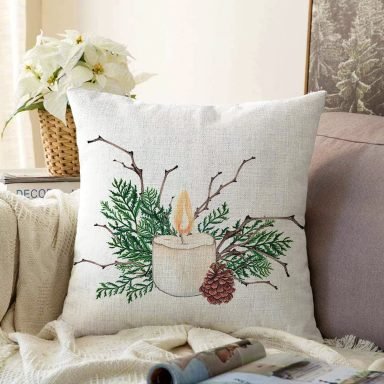 Mum & Kozalak Tasarımlı Christmas Temalı Dijital Baskılı Modern Raşel Yastık Kırlent Kılıfı
