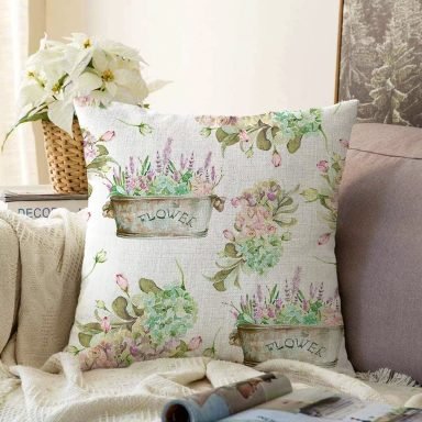 Flower & Çiçek Demetleri Özel Tasarım Dijital Baskılı Dekoratif Raşel Yastık Kırlent Kılıfı
