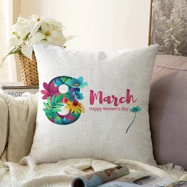Özel Tasarım 8 March Happy Women's Day Dijital Baskılı Modern Raşel Yastık Kırlent Kılıfı