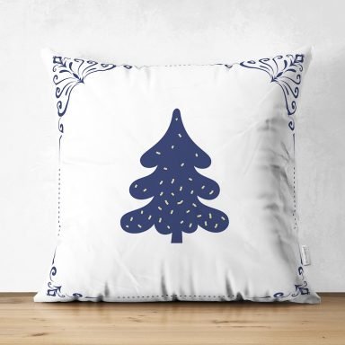 Çam Ağacı Tasarımlı Dijital Baskılı Modern Süet Yastık Kırlent Kılıfı