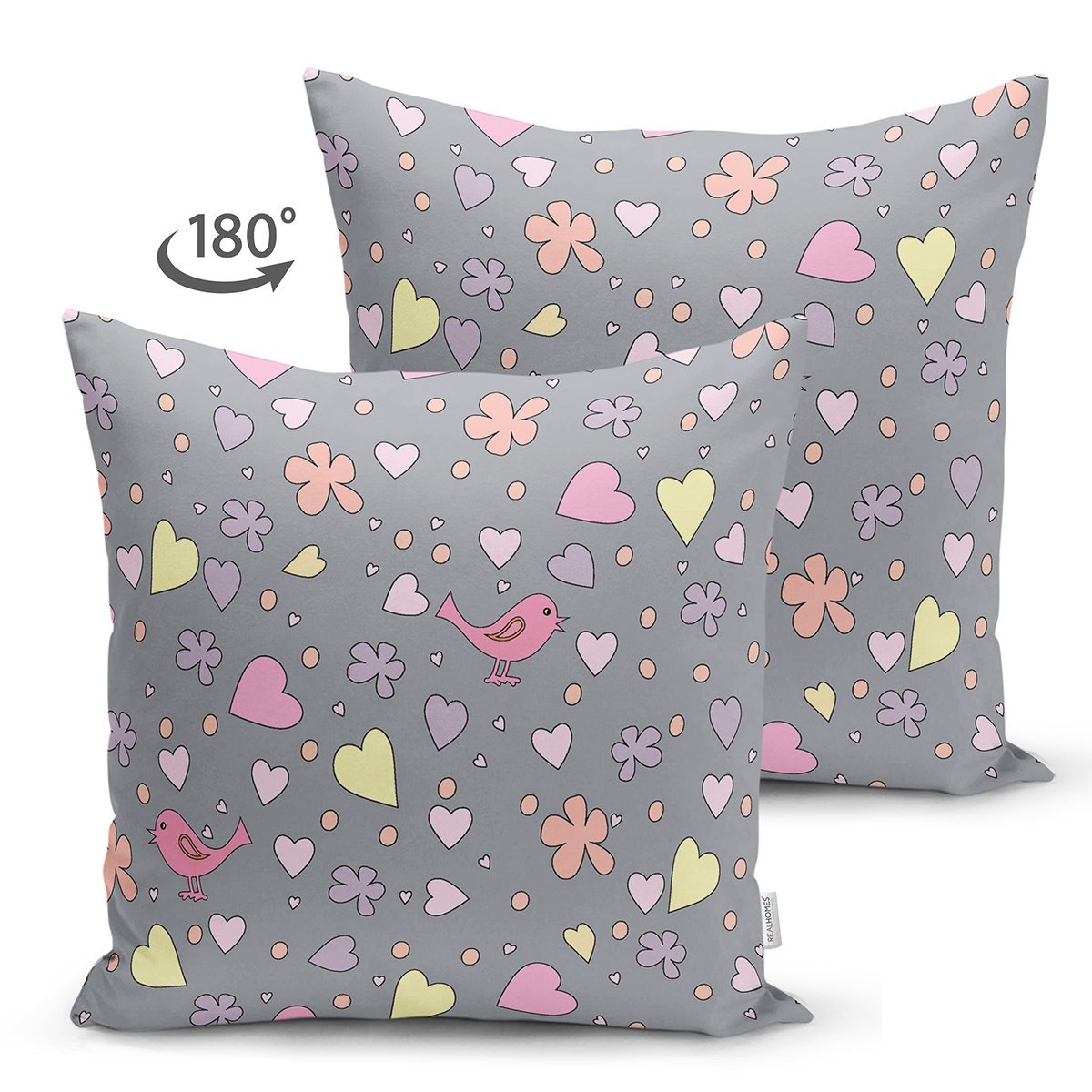 Suet-K1009-Realhomes-Gri-Zeminde-Renkli-Cicek-ve-Kalp-Tasarimli-Dijital-Baskili-Cocuk-Odasi-Suet-Yastik-Kirlent-Kilifi-1