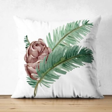 Kozalak Çizimli Cristmas Temalı Dijital Baskılı Modern Süet Yastık Kırlent Kılıfı