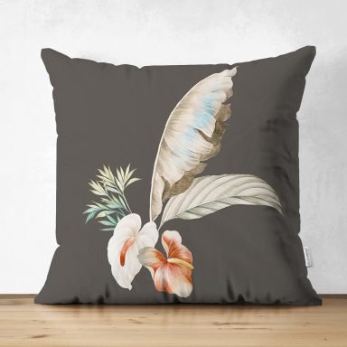 Özel Tasarım Tüy Motifli Dijital Baskılı Modern Süet Yastık Kırlent Kılıfı