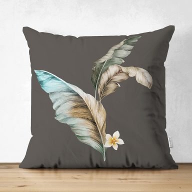 Özel Tasarım Tüy Motifli Dijital Baskılı Modern Süet Yastık Kırlent Kılıfı