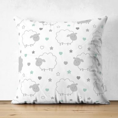 Realhomes Pofuduk Kuzu Tasarımlı Dijital Baskılı Çocuk Odası Süet Yastık Kırlent Kılıfı