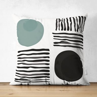 Soyut Tarzda Onedraw Çizimli Dijital Baskılı Modern Süet Yastık Kırlent Kılıfı