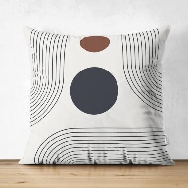 Soyut Tarzda Onedraw Çizimli Dijital Baskılı Modern Süet Yastık Kırlent Kılıfı