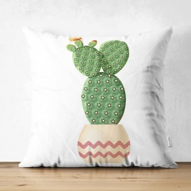Kaktüs Özel Tasarımlı Dijital Baskılı Modern Süet Yastık Kırlent Kılıfı
