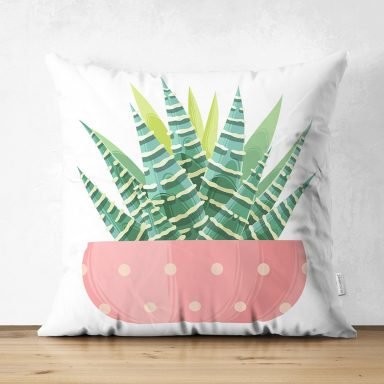 Kaktüs Özel Tasarımlı Dijital Baskılı Dekoratif Süet Yastık Kırlent Kılıfı