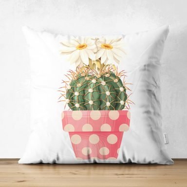 Kaktüs Özel Tasarımlı Dijital Baskılı Modern Süet Yastık Kırlent Kılıfı