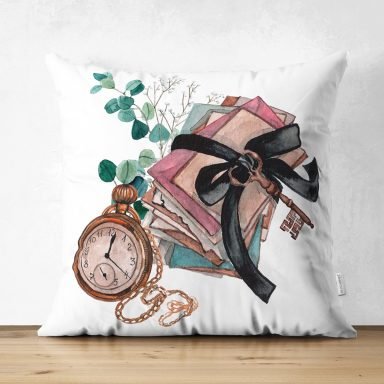 Retro Mektup Paketleri Özel Tasarım Dijital Baskılı Modern Süet Yastık Kırlent Kılıfı
