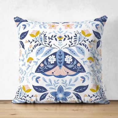 Çiçekli Özel Tasarım Dijital Baskılı Dekoratif Süet Yastık Kırlent Kılıfı