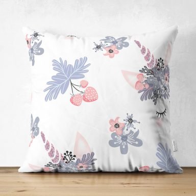 Realhomes Sevimli Kirpik Motifli Özel Tasarım Dijital Baskılı Çocuk Odası Süet Yastık Kırlent Kılıfı