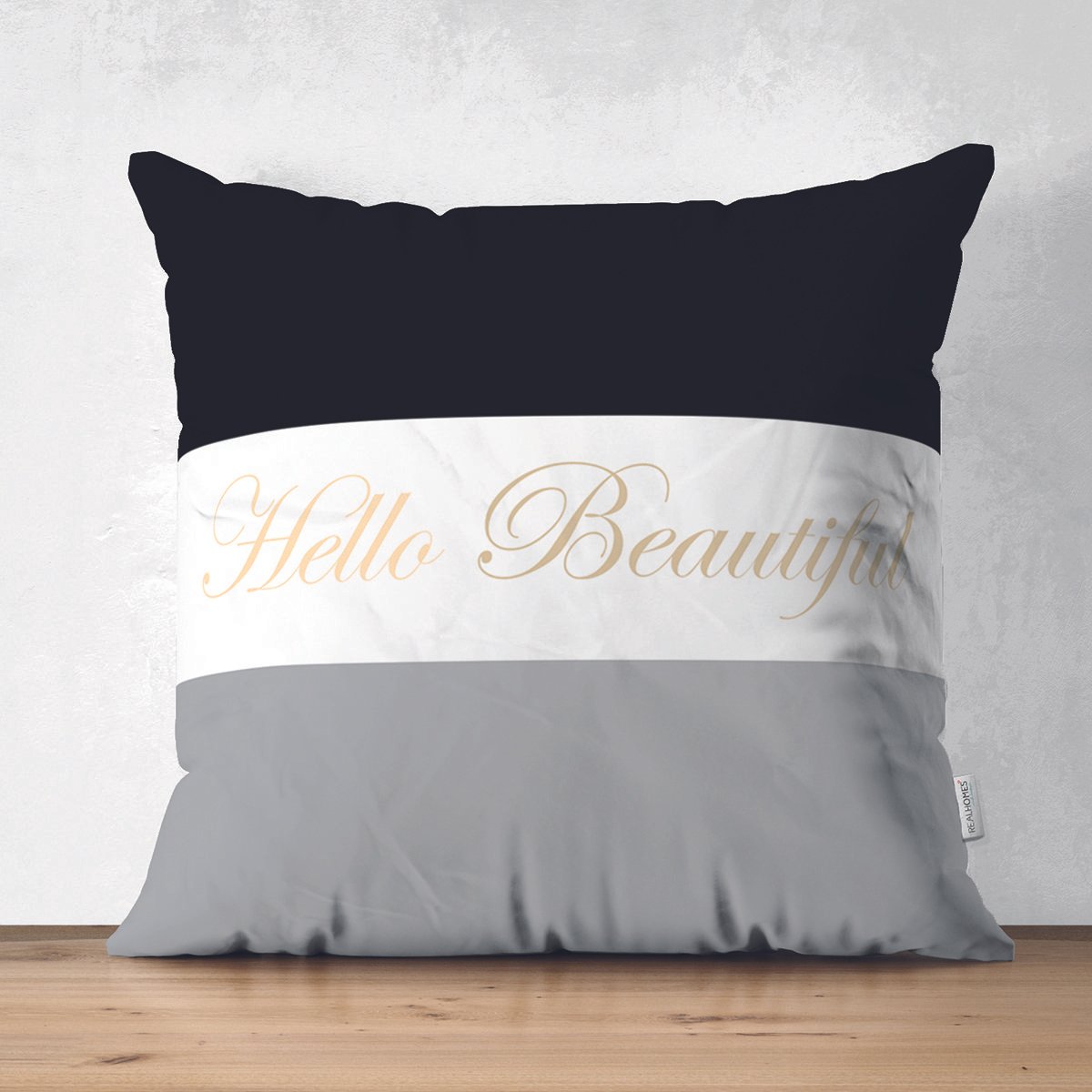 Suet-K9283-Hello-Beautiful-Siyah-Beyaz-Dijital-Baskili-Modern-Suet-Yastik-Kirlent-Kilifi