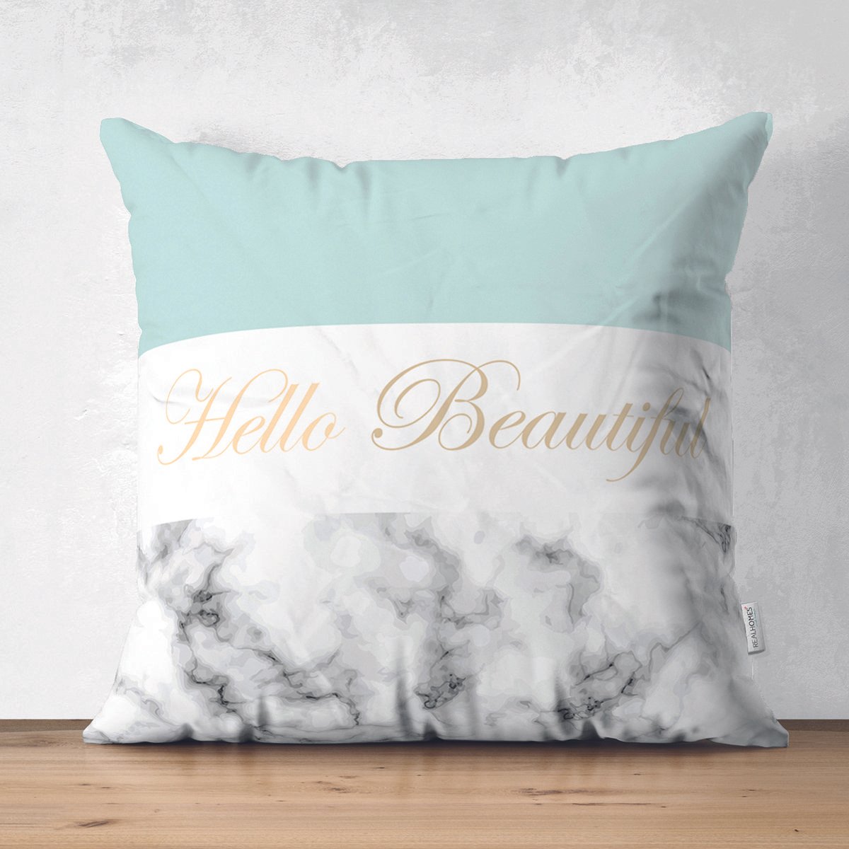 Suet-K9287-Hello-Beautiful-Mint-Yesili-Mermer-Dijital-Baskili-Modern-Suet-Yastik-Kirlent-Kilifi