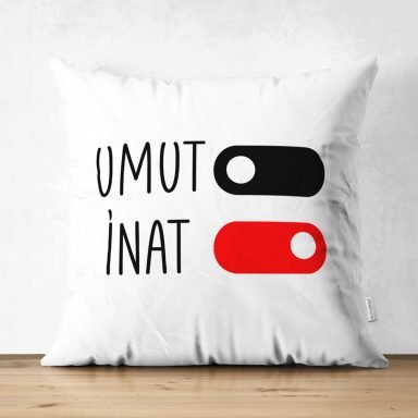 Özel Tasarım Umut & İnat Dijital Baskılı Modern Süet Yastık Kırlent Kılıfı