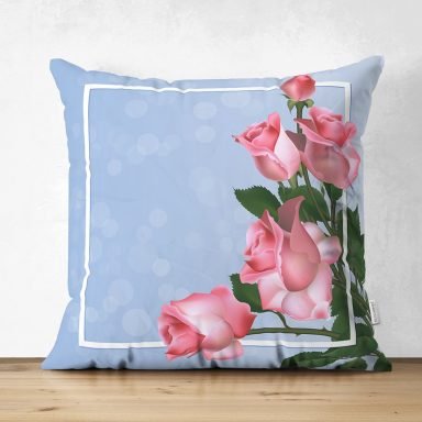 Özel Tasarım Gül Tasarımlı Dijital Baskılı Modern Süet Yastık Kırlent Kılıfı