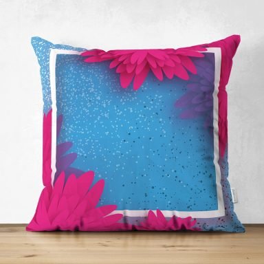 Özel Tasarım Gül Tasarımlı Dijital Baskılı Modern Süet Yastık Kırlent Kılıfı