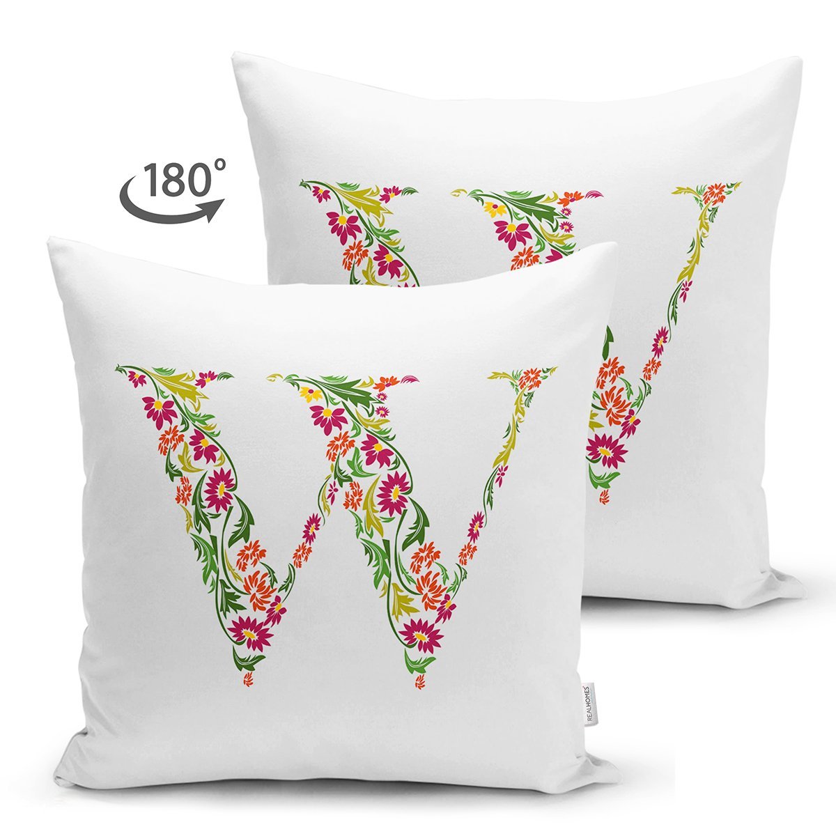 Suet-K9555-Beyaz-Zemin-Yaprak-Temali-W-Harfi-Ozel-Tasarim-Modern-Suet-Yastik-Kirlent-Kilifi-1