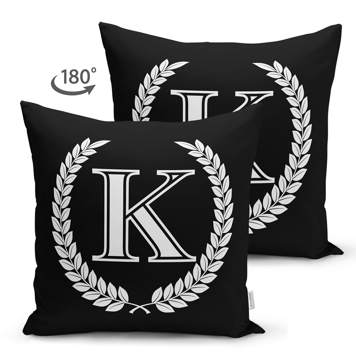 Suet-K9667-Siyah-Beyaz-Celenkli-K-Harfi-Ozel-Tasarim-Modern-Suet-Yastik-Kirlent-Kilifi-1