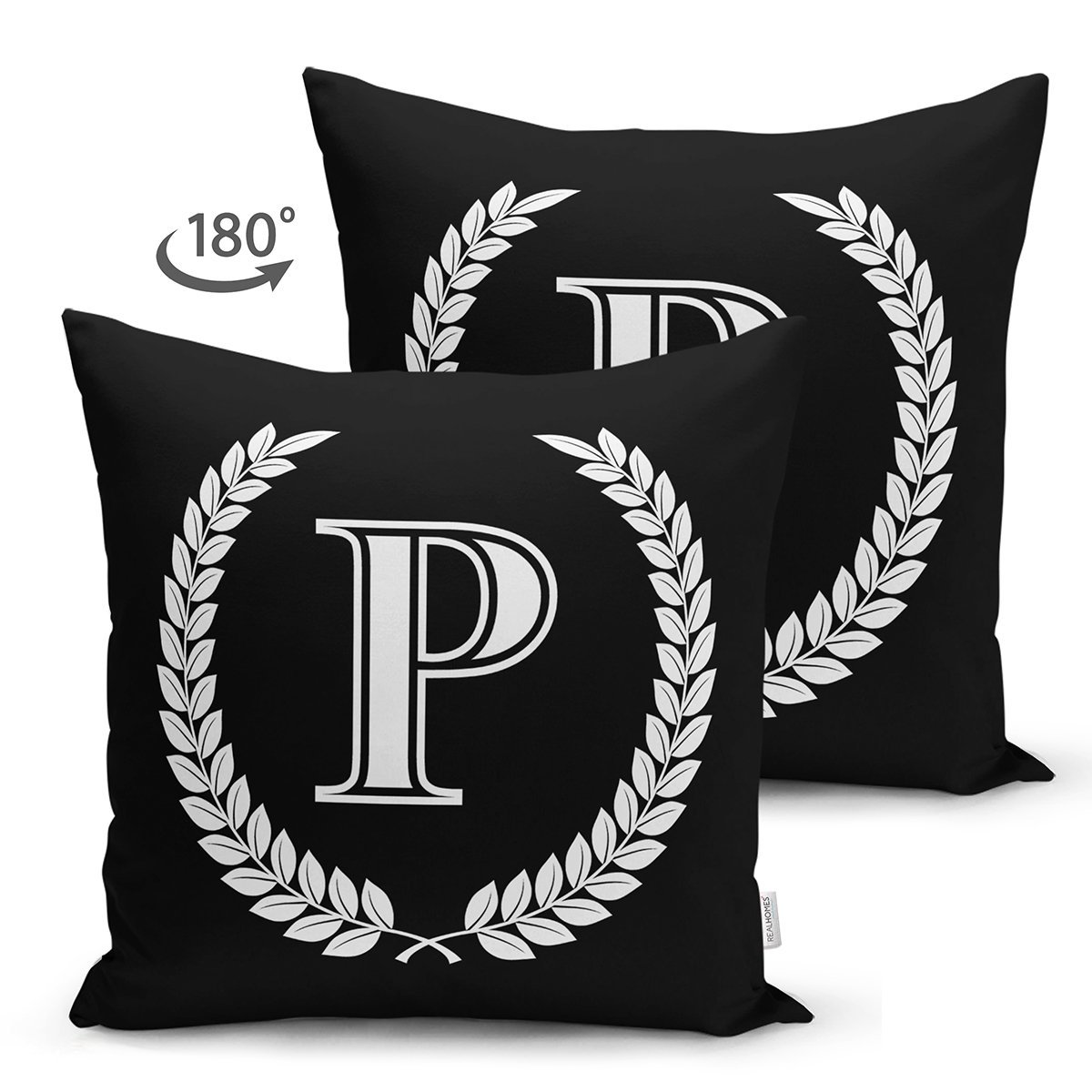 Suet-K9673-Siyah-Beyaz-Celenkli-P-Harfi-Ozel-Tasarim-Modern-Suet-Yastik-Kirlent-Kilifi-1