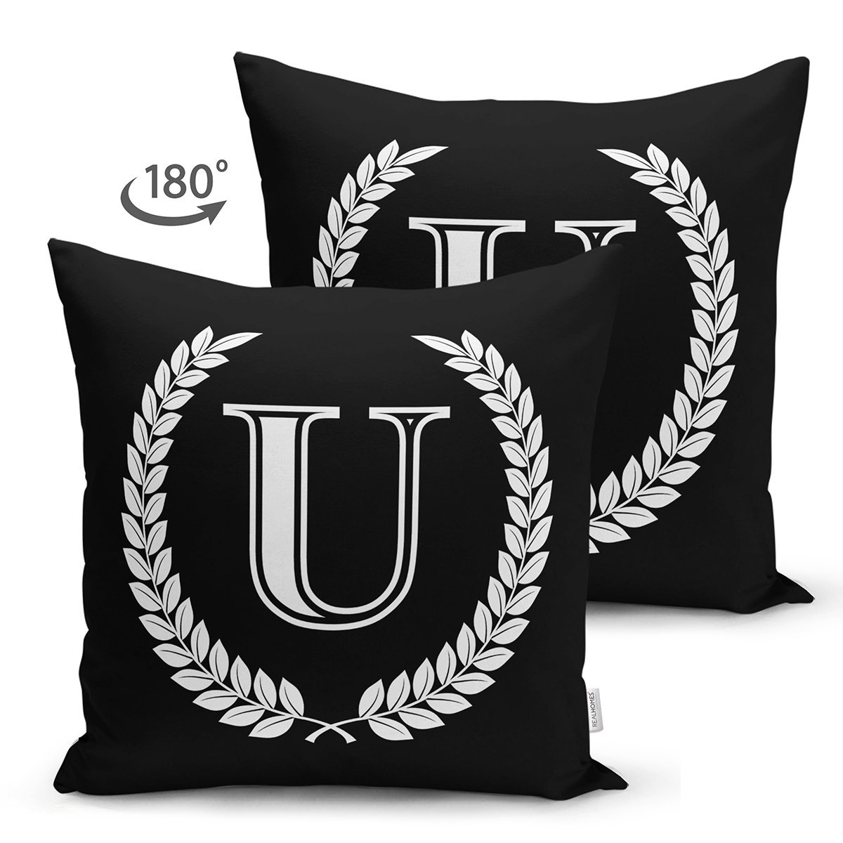 Suet-K9679-Siyah-Beyaz-Celenkli-U-Harfi-Ozel-Tasarim-Modern-Suet-Yastik-Kirlent-Kilifi-1