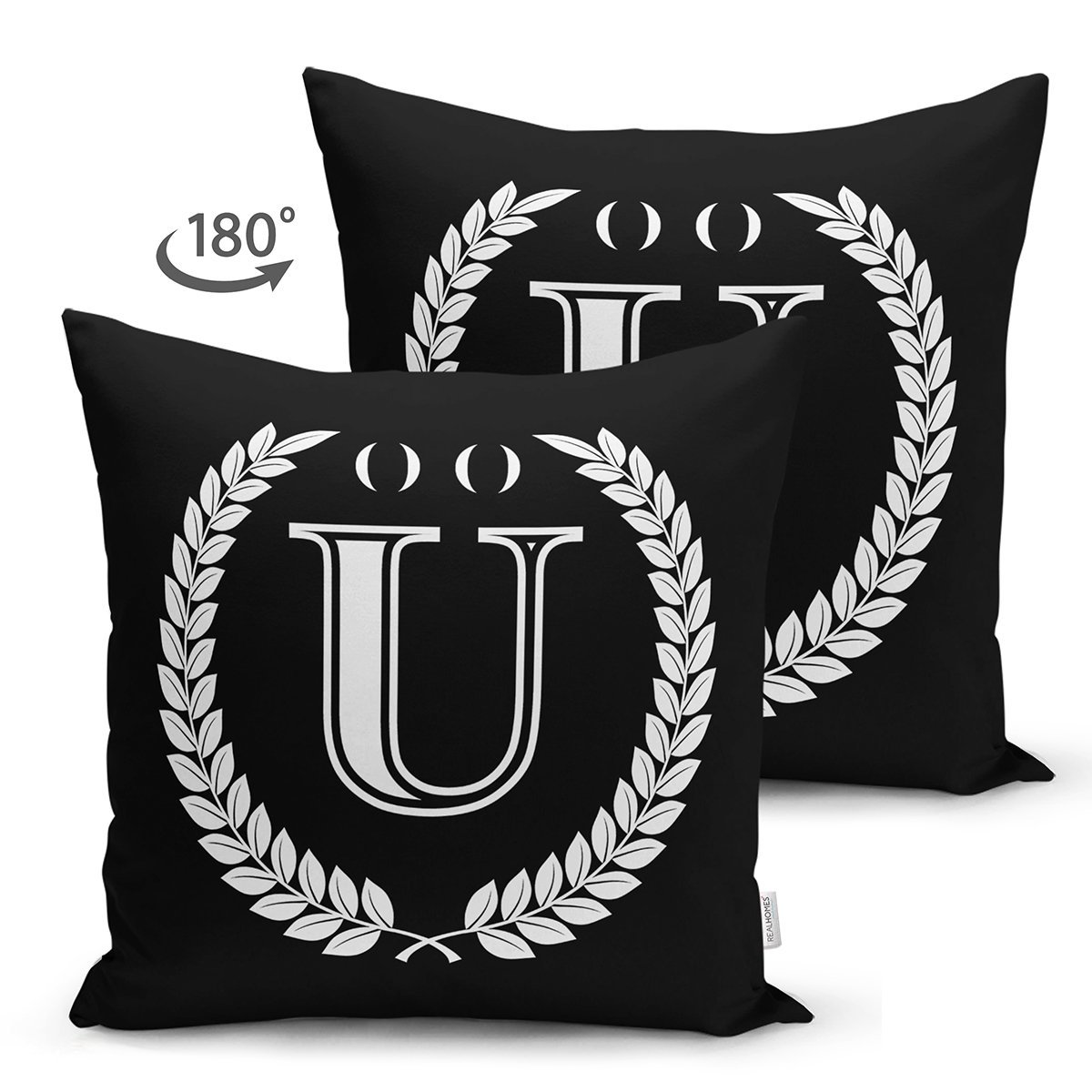 Suet-K9680-Siyah-Beyaz-Celenkli-U-Harfi-Ozel-Tasarim-Modern-Suet-Yastik-Kirlent-Kilifi-1