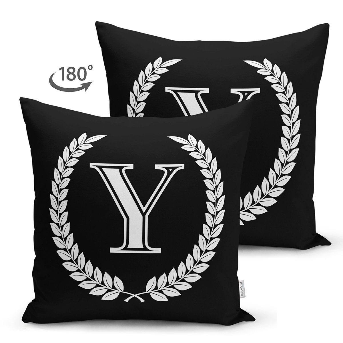 Suet-K9684-Siyah-Beyaz-Celenkli-Y-Harfi-Ozel-Tasarim-Modern-Suet-Yastik-Kirlent-Kilifi-1